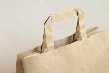 Brown paper bag, recyclable sack for shopping, mockup