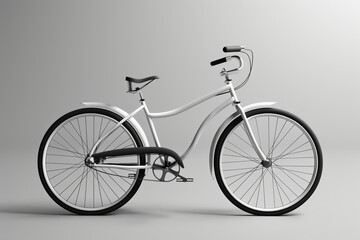 Modern White Bicycle on Grey Background with Elegant and Sleek Design Features