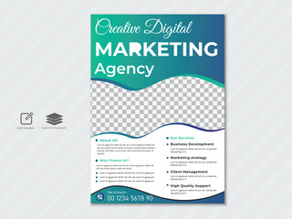 Creative corporate business flyer design template  for a digital marketing company or agency.
