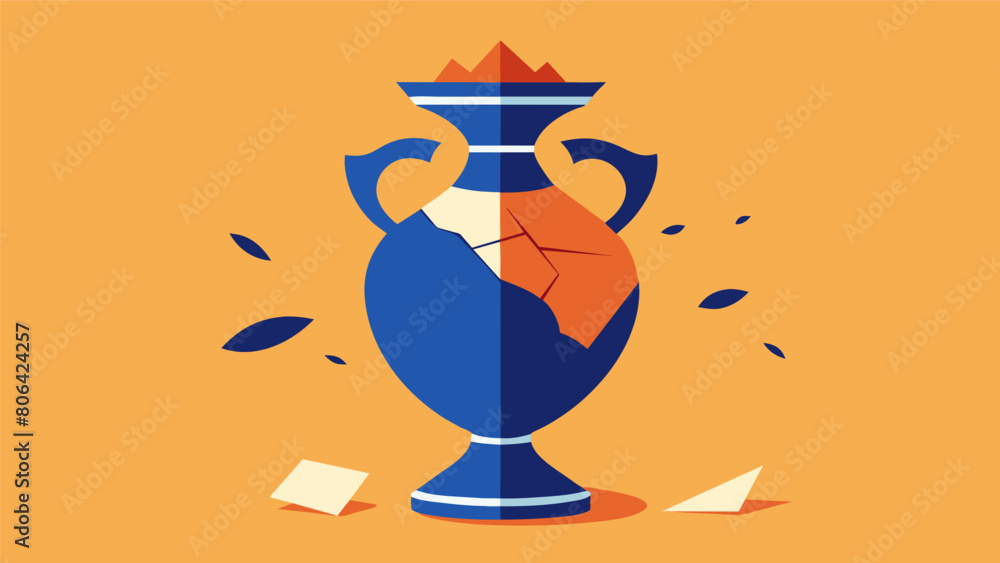 Poster an image of a broken vase being carefully pieced back together representing the stoic virtue of resi