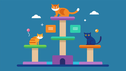 A virtual scratching post for cats with different levels and challenges to keep them entertained.. Vector illustration