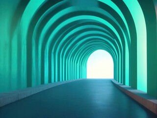 Obraz premium blue tunnel with leaves