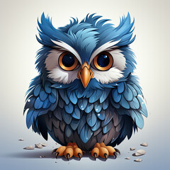 Watercolor Frostbite owl, clipart Illustration, Generative Ai