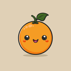 Obraz premium A cartoon orange with a leaf on top of it. The orange is smiling and has a happy expression