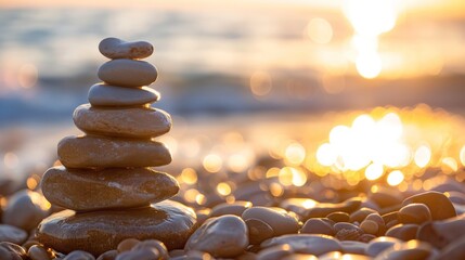 A stack of rocks sitting atop a sandy beach - Powered by Adobe