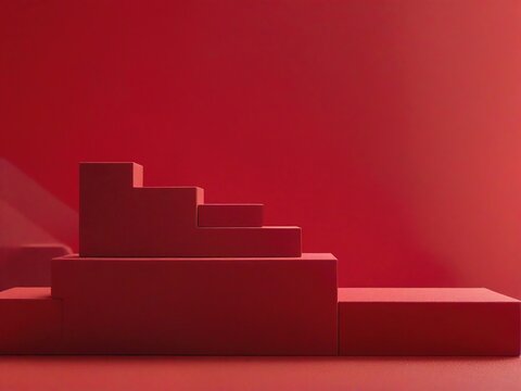 stairs with red carpet on wall