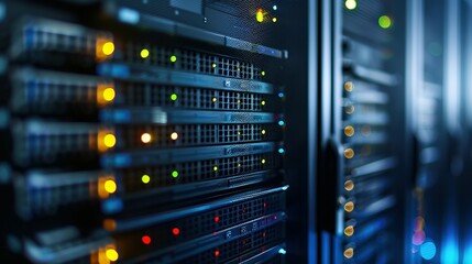 Naklejka premium Data Center Server Room, fiber optic, data center server, data center cloud, data center construction, data center abstract, data center server,