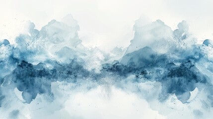 Soft and elegant watercolor style white paint illustration blue background