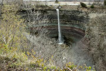 Horizontal image of Devil's Punchbowl waterfall in Hamilton, Ontario taken from above..