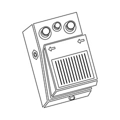 A guitar effects pedal or foot pedal in line art style vector - obrazy, fototapety, plakaty