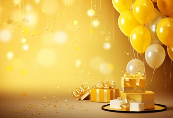 Colorful Balloons Next to Cake for Celebration