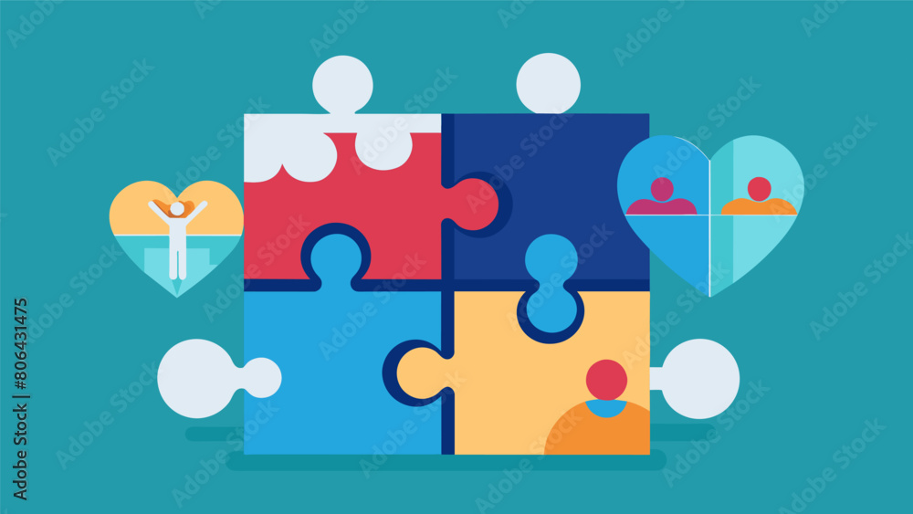 Poster a puzzle coming together with missing pieces being filled in representing the process of healing and