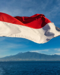 Indonesian flag on the boat
