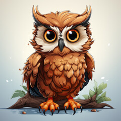 Watercolor Nimbus owl, clipart Illustration, Generative Ai