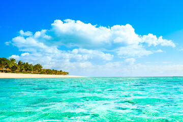 A beautiful summer landscape of the coast of the island of Mauritius