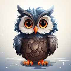 Watercolor Nimbus owl, clipart Illustration, Generative Ai