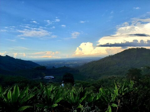 Sunset at the top of the mountain in the countryside of Calarca