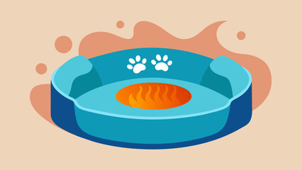 An innovative pet bed with a selfwarming feature that mimics your pets natural body heat perfect for chilly days.. Vector illustration