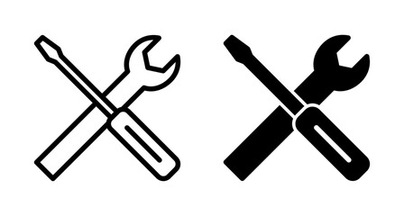 Repair icon vector isolated on white background. Wrench and screwdriver icon. settings vector icon. Maintenance. tools