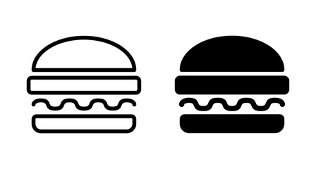 Hamburger icon vector isolated on white background. Burger and hamburger icon. Fast food vector icon