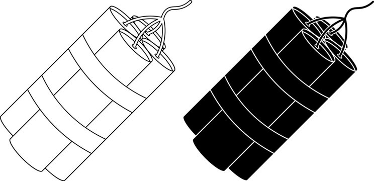 recommend clip art: outline silhouette dynamite icon set isolated on white background