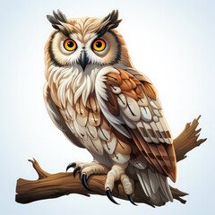 Fototapeta premium Watercolor Tundra owl, clipart Illustration, Generative Ai