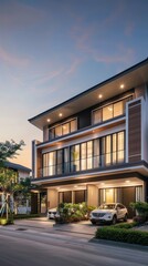 Fototapeta premium Stunning Modern Townhomes Elevating Residential Living in the City