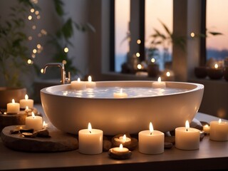 "Candlelit Spa Retreat: Relaxation and Renewal in Ambient Light"
