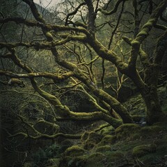 Untamed Woodland Grove:A Mossy,Cinematic Sanctuary in the Heart of the Forest
