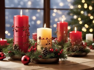 "Holiday Glow: Festive Cheer with Twinkling Candlelight"