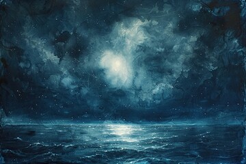 Fototapeta premium Seeing through the stars: watercolour landscape of the starry sky, warm shades of colours immerse in the majesty of the universe and evoke a sense of awe at its mysterious beauty.