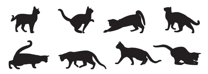 Cat silhouette set vector illustration