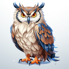 Obraz premium Watercolor Tundra owl, clipart Illustration, Generative Ai