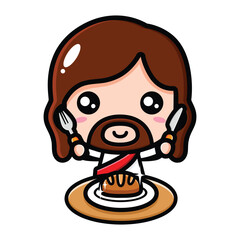 cute jesus preparing to eat