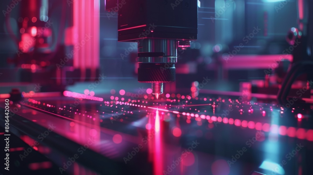 Poster on a nearby table a mechanic is using a specially designed laser ter that uses quantum tunneling to 