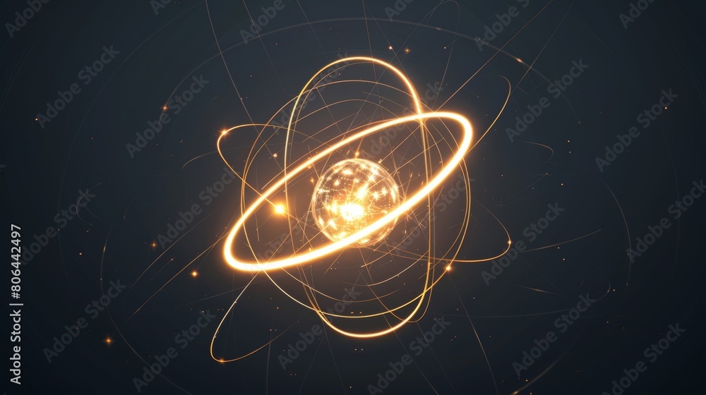 Poster simplistic diagram showing the characteristic orbit of a single electron in a single energy level.