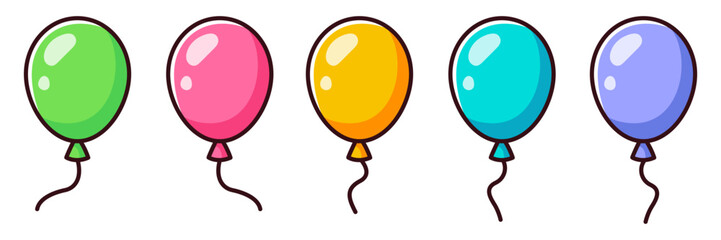 Set of cartoon multi-colored balloons.