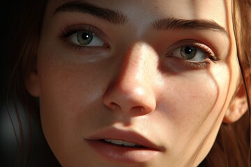 close-up portrait of a young woman with striking eyes
