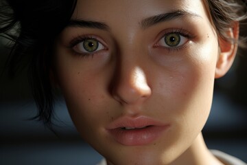 Fototapeta premium Captivating green-eyed woman's face