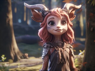 Adorable fantasy creature in the woods