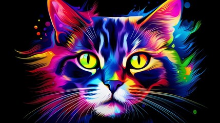 Vibrant and colorful cat portrait