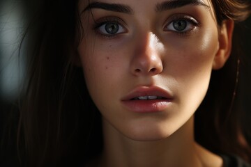 Fototapeta premium Thoughtful woman with intense gaze