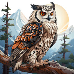 Watercolor Tundra owl, clipart Illustration, Generative Ai