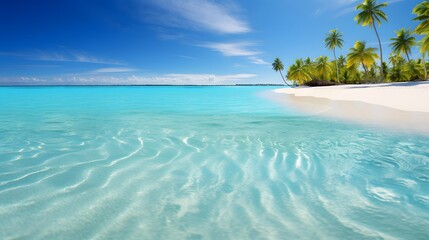 Panoramic view of beautiful tropical beach with turquoise water