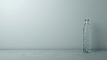 Transparent water bottle, sleek and sustainable, epitomizing hydration and health consciousness