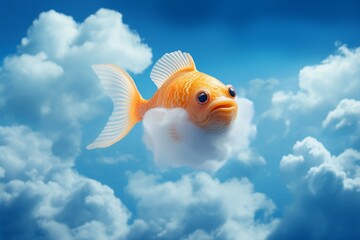 Goldfish swimming in the clouds