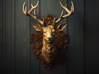 Ornate deer head wall decor