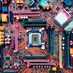 Colorful computer circuit board