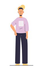 young man or teen guy posing in casual clothes cartoon character standing pose full length