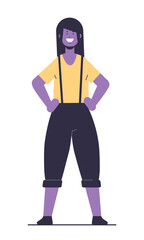 young woman or teen girl posing in casual clothes female cartoon character standing pose full length vertical